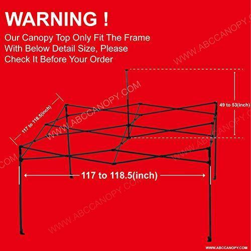 ABCCANOPY Pop Up Canopy Replacement Top Cover 100% Waterproof Choose 18+ Colors (Top White)