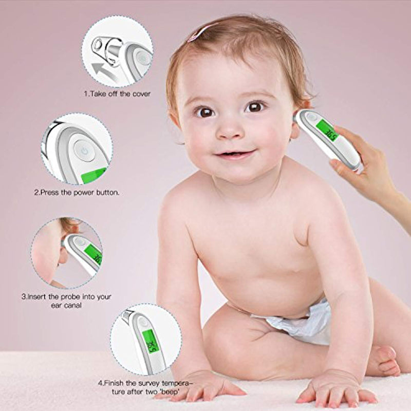 Forehead and Ear Medical Baby Thermometer, COULAX Dual Mode Infrared Thermometer for Baby, Infants, Toddlers, Adults with Instant Reading, Fever Warning, Memory Recall, CE and FDA Approved