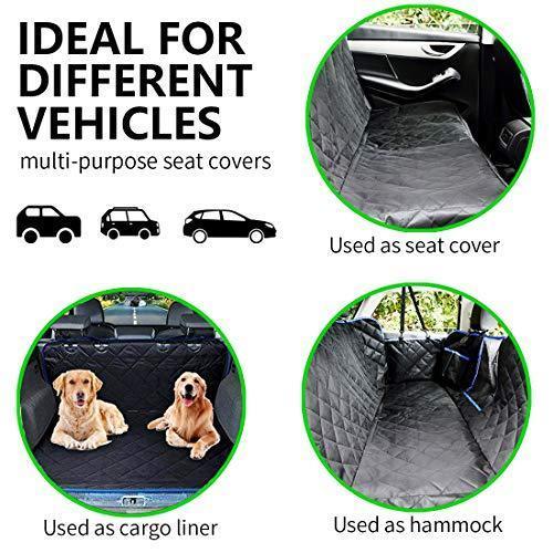 SUPSOO Dog Car Seat Cover Waterproof Durable Anti-Scratch Nonslip Back Seat Pet Protection Dog Travel Hammock with Mesh Window and Side Flaps for Cars/Trucks/SUV