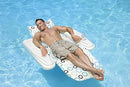 Poolmaster Swimming Pool Floating Chaise Lounge, Caribbean, Blue Stripe