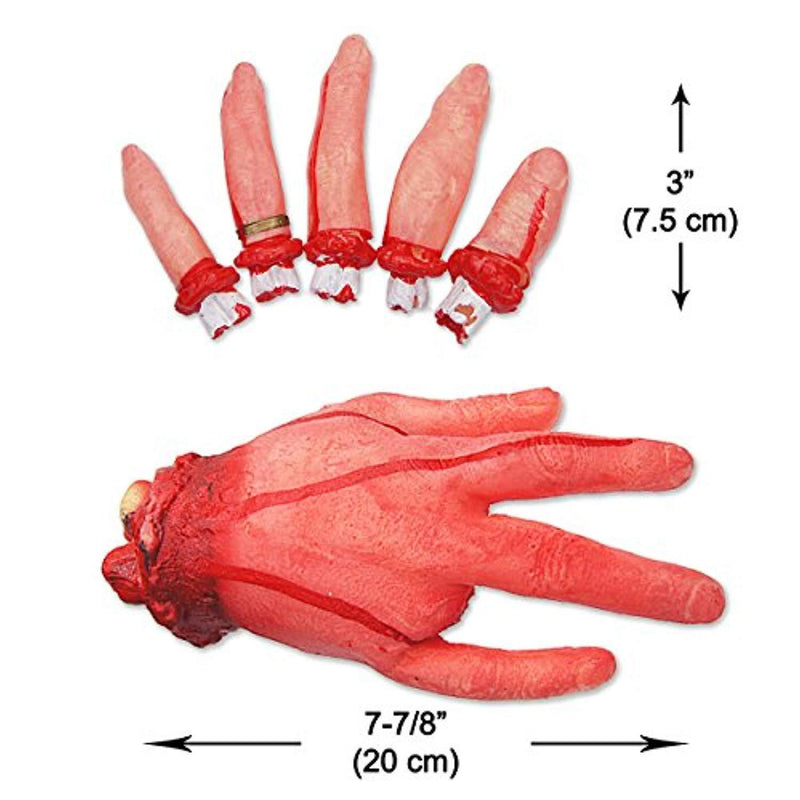 Pawliss Halloween Body Parts, Severed Fake Hand Foot Fingers, Horror Bloody Props, Haunted House Decorations