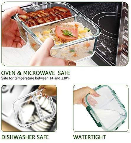 Glass Meal Prep Containers [5-Pack,36oz] - KOMUEE Food Prep Containers with LIFETIME Lids Meal Prep - Glass Food Storage Containers Airtight - Lunch Containers Portion Control Containers - BPA Free