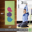 Gaiam Kids Yoga Mat Exercise Mat, Yoga for Kids with Fun Prints - Playtime for Babies, Active & Calm Toddlers and Young Children (60" L x 24" W x 3mm Thick)