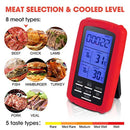 Wireless Meat thermometer - digital grill oven or smoker remote food thermometers, Wireless Accessories for Safe Remote BBQ Grilling, Kitchen Cooking, Smokers and You Can Even Make Candy (Red)