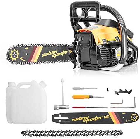 SALEM MASTER 3816S 38CC 2-Cycle Gas Powered Chainsaw, 14-Inch Chainsaw, Handheld Cordless Petrol Gasoline Chain Saw for Farm, Garden and Ranch