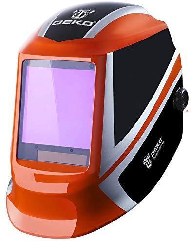 Solar Powered Welding Helmet Auto Darkening Professional Hood with Wide Lens Adjustable Shade Range 4/9-13 for Mig Tig Arc Weld Grinding Welder Mask