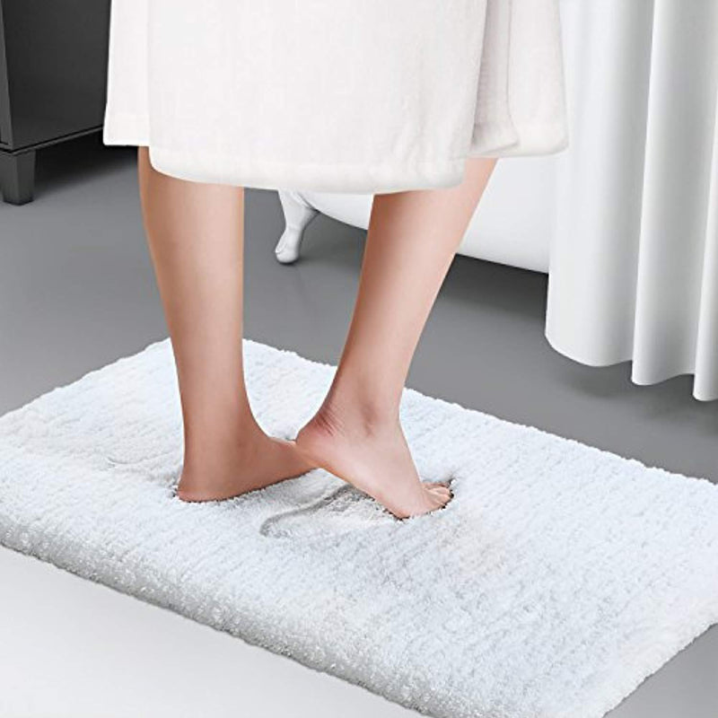 Lifewit Bath Mat White Bathroom Rug Soft Shag Water Absorbent with Non-Slip Rubber, 32" x 20"