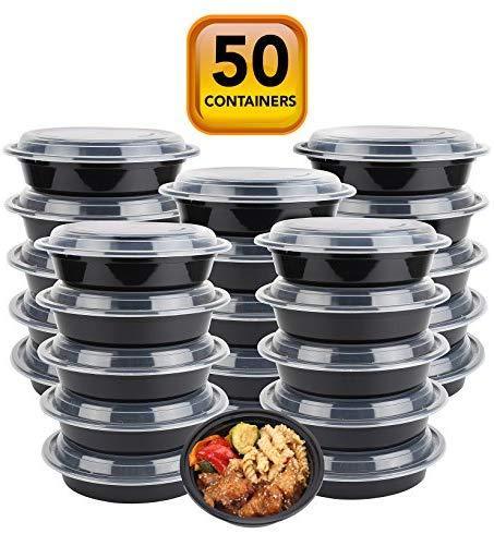 50-Pack meal prep Plastic Microwavable Food Containers for meal prepping bowls with Lids (28 oz.) Black Reusable Storage Lunch Boxes -BPA-Free Food Grade -Freezer & Dishwasher Safe. - HIGH QUALITY