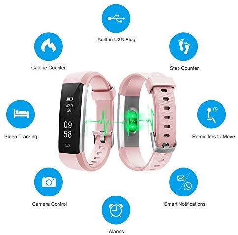 LETSCOM Fitness Tracker with Heart Rate Monitor, Slim Sports Activity Tracker Watch, Waterproof Pedometer Watch with Sleep Monitor, Step Tracker for Kids, Women, and Men