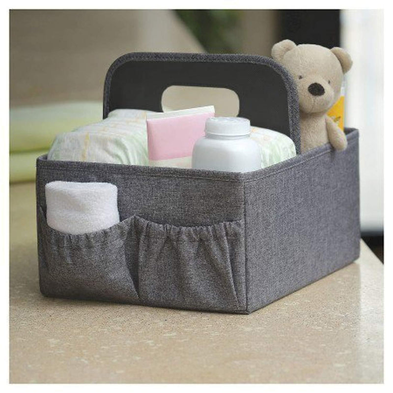 FOLDABLE DIAPER & WIPES CADDY -Nursery Foldable Caddy-Portable Diaper Changing Organizer Portable Diaper Caddy-Huge Space for Bottles, Toys & Wipes. Perfect Baby Shower Gift (GRAY)