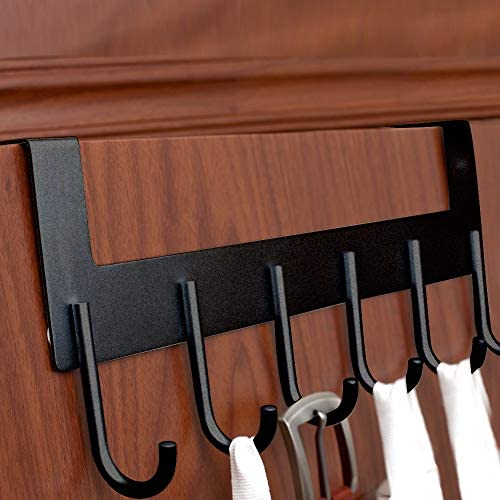 ACMETOP Over The Door Hook Hanger, Heavy-Duty Organizer for Coat, Towel, Bag, Robe - 6 Hooks, Aluminum, Brush Finish (Silver)