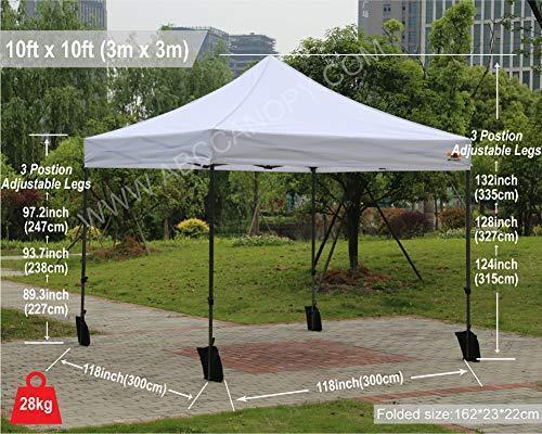 ABCCANOPY 10x10 Pop-up Canopy Tent Commercial Tents with White Mesh Walls Camping Screen & Mesh House Bonus Rolly Carry Bag and 4X Weight Bag (1 White)