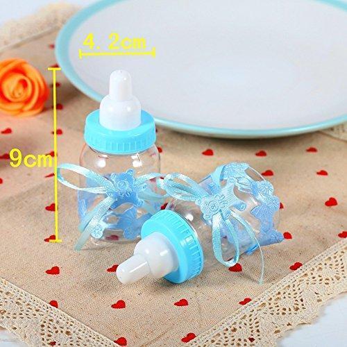 JZK 24 x Blue Favour Feeding Bottle Candy Bottle Party Favour Boxes Gift Box Bag for Favours, Sweets, Gifts & Jewelry for Children Baby Birthday Baby boy Baptism Shower Holy Communion Party