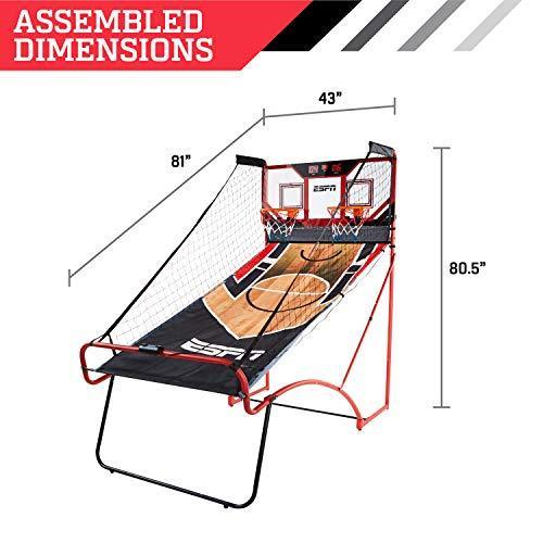 ESPN EZ Fold Indoor Basketball Game for 2 Players with LED Scoring and Arcade Sounds (6-Piece Set)