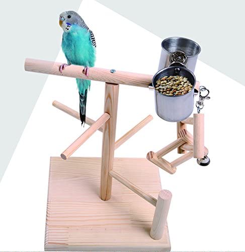 QBLEEV Parrots Playstand Bird Playground Wood Perch Gym Stand Playpen Ladder with Toys Exercise Playgym for Conure Lovebirds