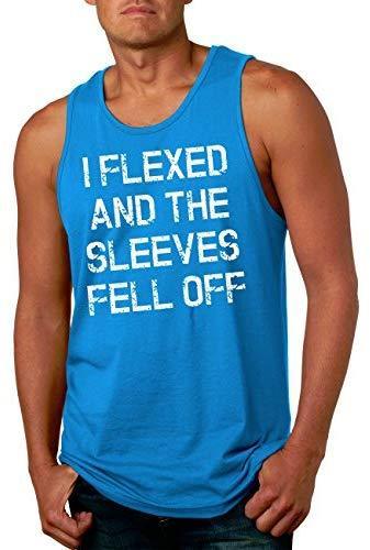 Mens I Flexed and The Sleeves Fell Off Tank Top Funny Sleeveless Gym Workout Shirt