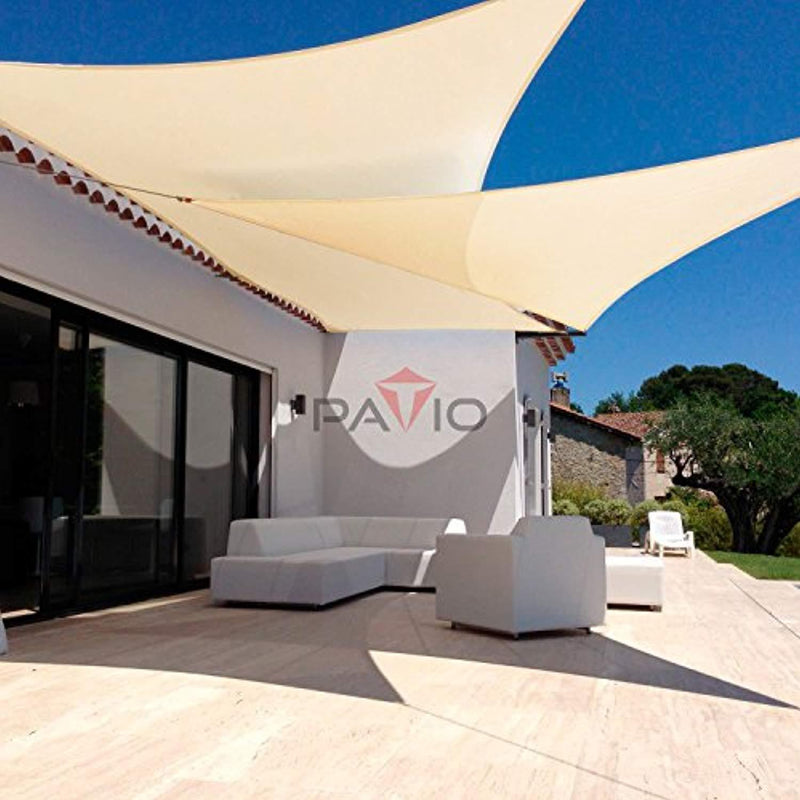 Patio Paradise 20' x 20' x 20' Beige Sun Shade Sail Triangle Canopy, 180 GSM Permeable Canopy Pergolas Top Cover, Permeable UV Block Fabric Durable Outdoor, Customized Available