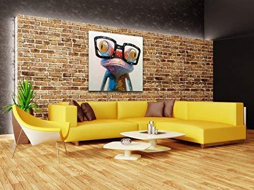 Muzagroo Art Oil Painting Modern Art Happy Frog Painted by Hand on Canvas Stretched Ready to Hang Wall Art(24x24in)