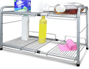 Surpahs 2 Tier Under Sink Expandable Shelf Organizer, Storage Rack (Silver)