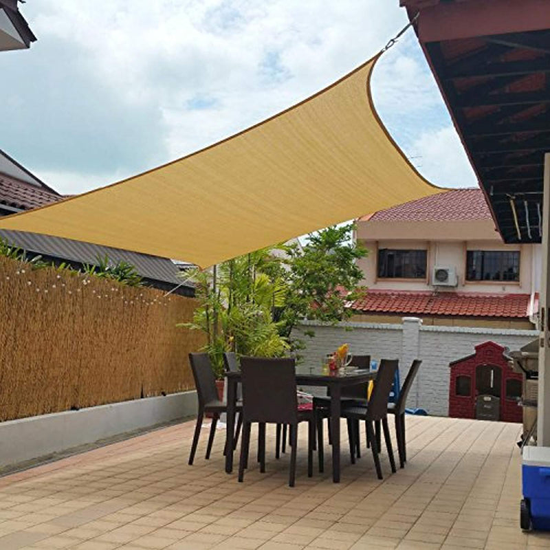 10' x 13' Sun Shade Sails Canopy Rectangle Sand, 185GSM Shade Sail UV Block for Patio Garden Outdoor Facility and Activities