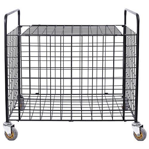 MyGift Metal Rolling Sports Ball Storage Hopper & Equipment Cart