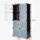 C&AHOME 8 Cube Storage Organizer Toy Rack Cabinet Wardrobe DIY Black Closet with White Doors