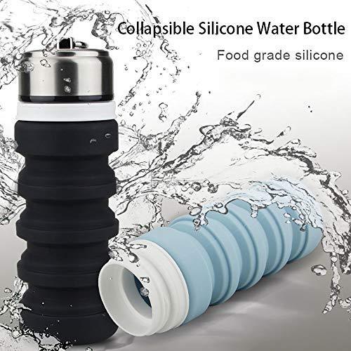 AINAAN Collapsible Water Bottle, Silicone Folding Kettle,Portable-for Outdoor/Camping/Hiking/Office-400 mL | 13.5 Oz, 2019, Gray