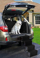 Golden Coast Unlimited Dog Car Accordion Folding Stairs - Metal Frame Collapsible Pet Ramp with Four Steps - Lightweight, Portable, Adjustable Ramp Ladder for Car, SUV, Truck, Couch, Bed