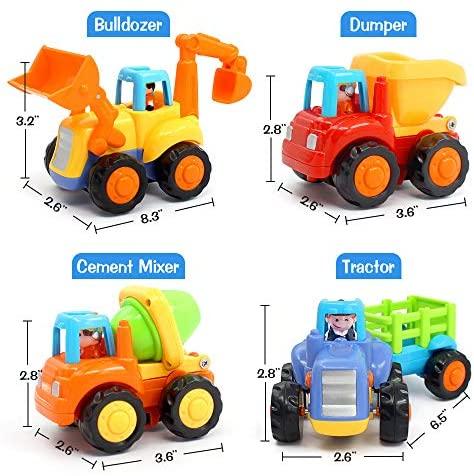 LUDILO Car Toy Trucks for 1-3 Year Old Toddler Toy Cars for 2 Year Old Boys Stinky and Dirty Toys Trucks for Boys Age 2 Small Construction Vehicles Toddler Cars Little People