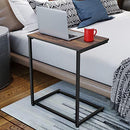 Homemaxs C Table Sofa Side End Table Wood Finish Steel Construction 26-Inch for Small Space