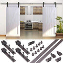 TMS 5 FT Country Antique Dark Coffee Steel Sliding Barn Wood Door Hardware Track Set