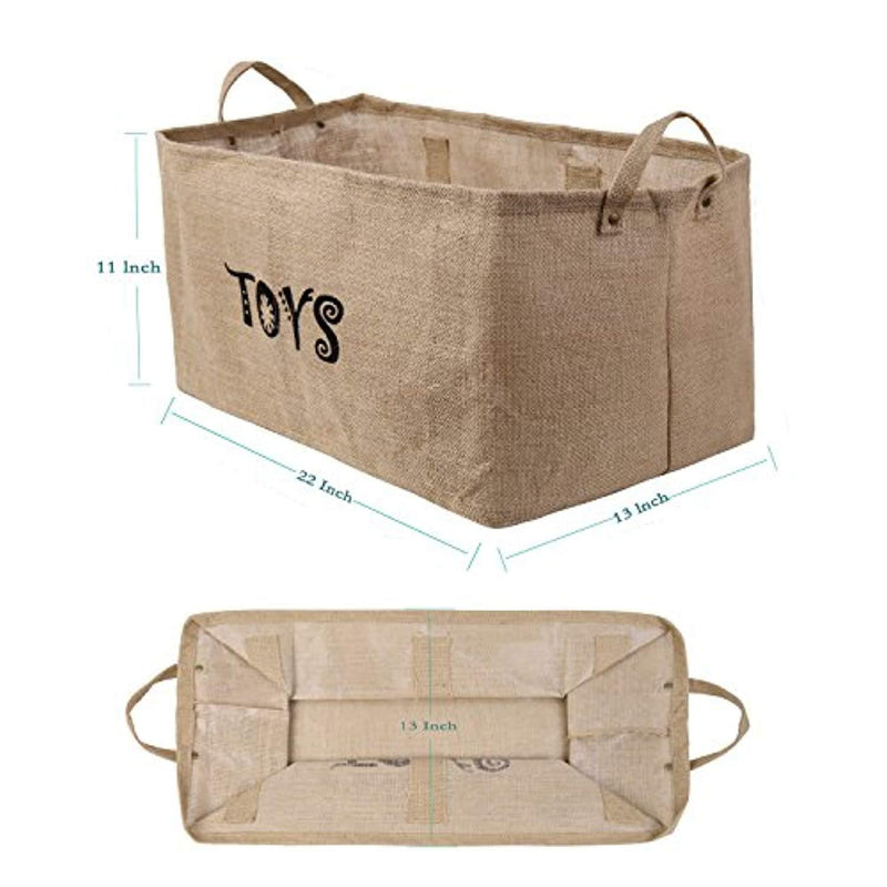 Bondream 22" L x 13" W x 11"Jute Toy Storage Toy Chest Bin Basket,Well Holding Shape,Water-Resistant,Collapsible Box Organizer Perfect for organizing Baby Toy,Kid Toy,Baby...