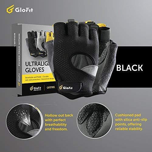 Glofit FREEDOM Workout Gloves, Knuckle Weight Lifting Shorty Fingerless Gloves with Curved Open Back, for Powerlifting, Gym, CrossFit, Women and Men