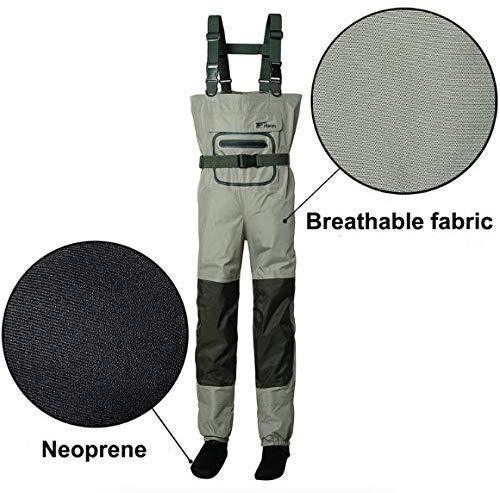 8 Fans Men’s Fishing Chest Waders 3-Ply Durable Breathable and Waterproof with Neoprene Stocking Foot Insulated Fishing Chest Waders, for Duck Hunting, Fly Fishing, A Mesh Storage Bag Included