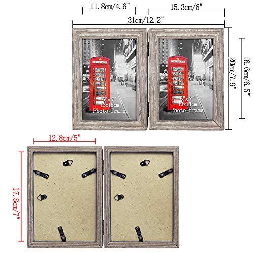 Amazing Roo Hinged Picture Frame Double Folding 4x6 Photo Frame, Takes 4 Standard 6 x 4 inch Photographs, 2 Landscape and 2 Portrait Style Decorate Desktop