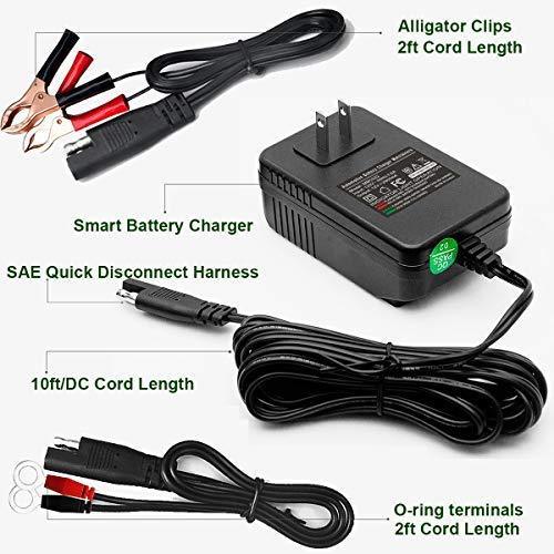 Mroinge 12V 2A Lead Acid/Lithium(LiFePO4) Automatic Trickle Battery Charger Smart Battery Maintainer for Car Motorcycle Lawn Mower Boat ATV SLA AGM GEL CELL Lithium(LiFePO4) and More Batteries