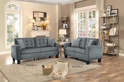 Homelegance Sinclair 84" x 107" Fabric Sectional Sofa, Gray