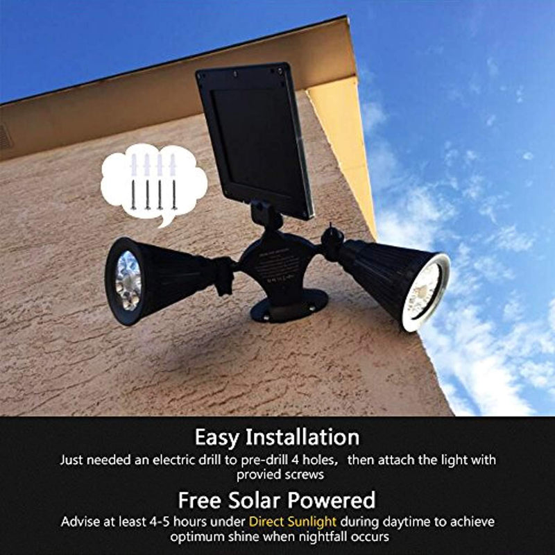 Solar Motion Sensor Light Outdoor, Vandeng Upgraded Double Spotlights 12 LED Dual head Waterproof 360-Degree Rotatable Solar Powered Security Lights for Patio Garden Porch Driveway Pathway Garage