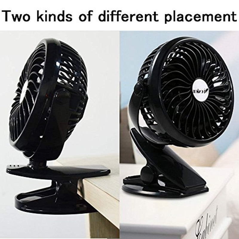 Yoosion USB FAN Clip Portable 2200mAh Rechargeable Battery Powered USB Desk Fan 4 Blades Quite Personal Cooling Mini Fans