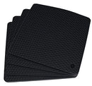 9“×12”Rectangular large silicone trivet Non slip trivet Jar opener Flexible Durable Large coaster Dishwasher Safe heat resistant mat (2 Pack black)