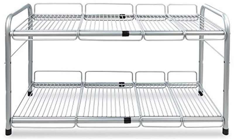 Surpahs 2 Tier Under Sink Expandable Shelf Organizer, Storage Rack (Silver)