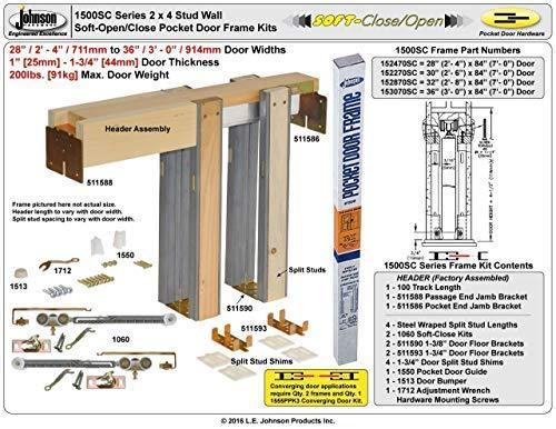 Johnson Hardware 1500 Soft Close Series Commercial Grade Pocket Door Frame for 2x4 Stud Wall (30 inch x 80 inch)