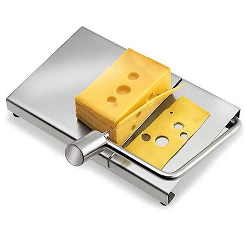 Bekith Cheese Slicer Stainless Steel Wire Cutter With Serving Board - Cheese Cutter for Hard and Semi Hard Cheese Butter