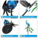 ATHLERIA Garden Solar Lights Stake, Metal Peacock Decor Solar Garden Lights Solar Peacock Stake for Outdoor Patio Yard Decorations (Blue Lampshade)