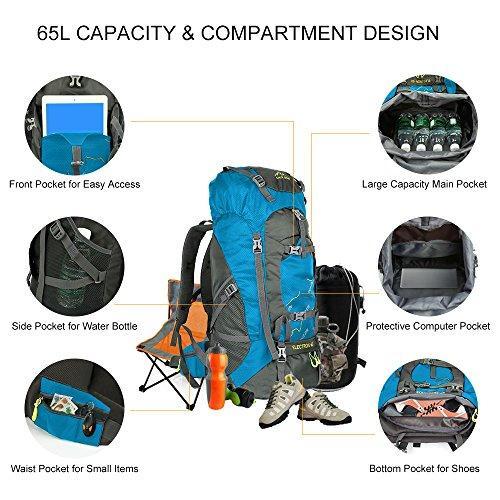 OUTLIFE 60L Hiking Backpack, Lightweight Waterproof Travel Backpack for Men Women Camping Trekking Touring