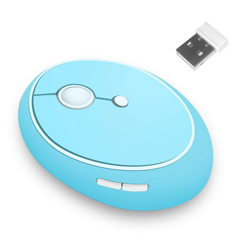 SUPSOO V50 Wireless Mouse Cute Design, 2.4G Ergonomic Optical Mouse with USB Nano Receiver for Right Hand Use, Battery Included, 1600 DPI, 6 Buttons for PC, Tablet, Computer, Laptop (Blue)