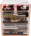 Sorbus Cosmetics Makeup and Jewelry Big Pink Storage Case Display- 4 Large and 2 Small Drawers Space- Saving, Stylish Acrylic Bathroom Case