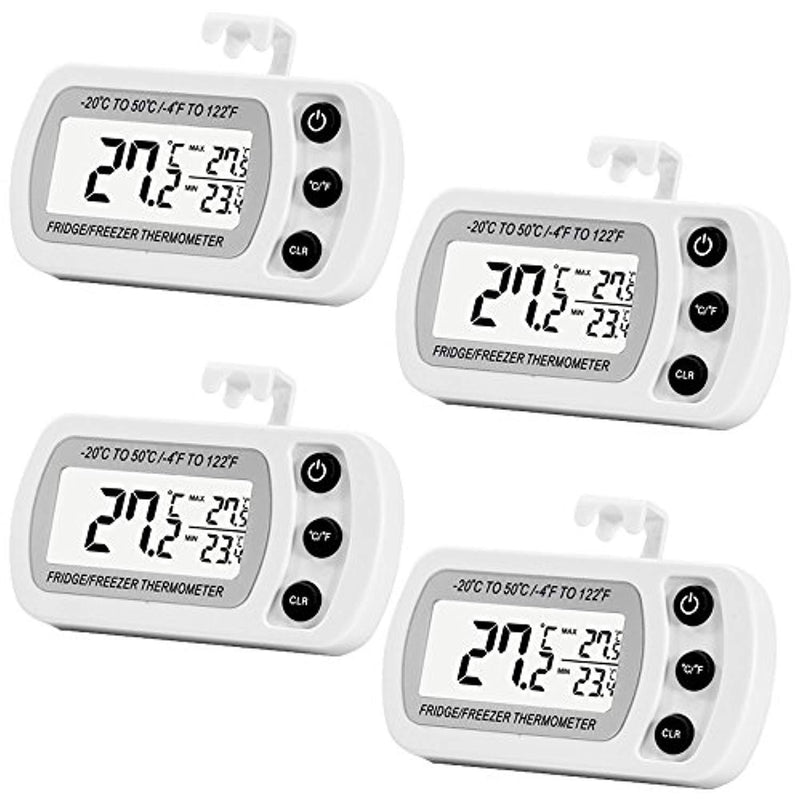 4 Pack Digital Refrigerator Freezer Thermometer,Max/Min Record Function with Large LCD Display by LinkDm