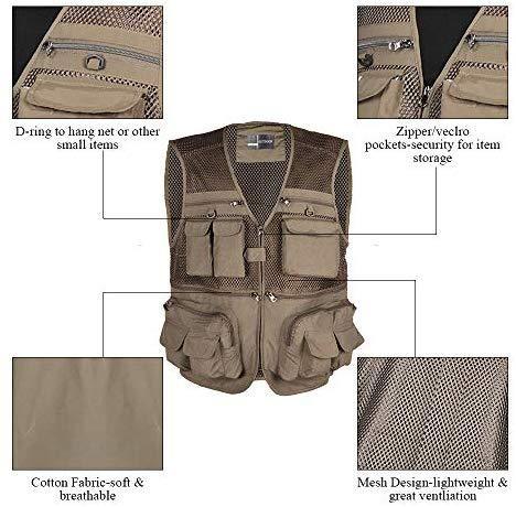 LOOGU Outdoor Fly Fishing Vest with Multi-Pockets for Fishing,Hunting, Hiking, Climbing, Traveling, Photography