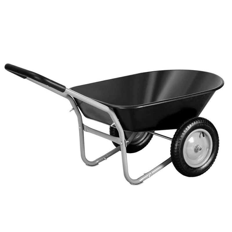 Giantex 2 Tire Wheelbarrow Yard Garden Cart Heavy Duty Landscape Wagon for Outdoor Lawn Use Utility Hualing Cart 330Lbs Load Capacity, Black